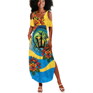 Black Barbadians Mahi-mahi Trident Summer Maxi Dress - African Pride