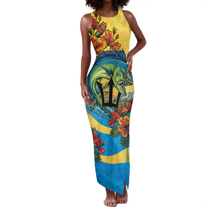 Black Barbadians Mahi-mahi Trident Tank Maxi Dress - African Pride