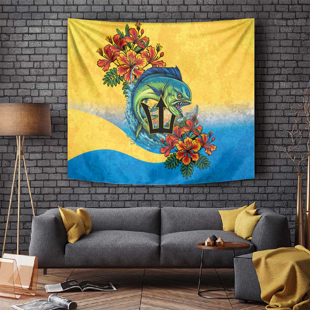 Black Barbadians Mahi-mahi Trident Tapestry - African Pride