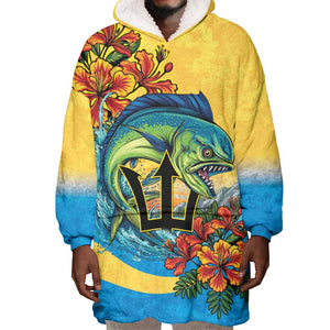 Black Barbadians Mahi-mahi Trident Wearable Blanket Hoodie - African Pride