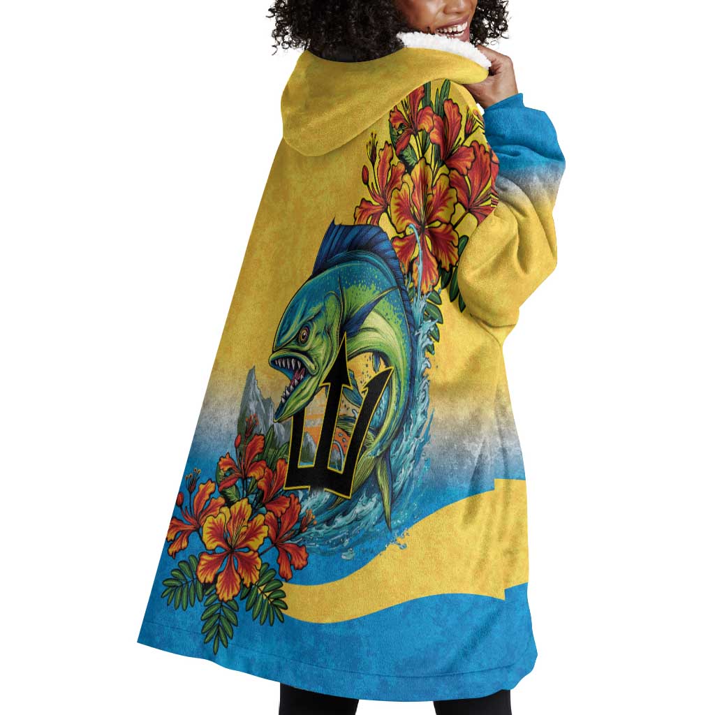 Black Barbadians Mahi-mahi Trident Wearable Blanket Hoodie - African Pride