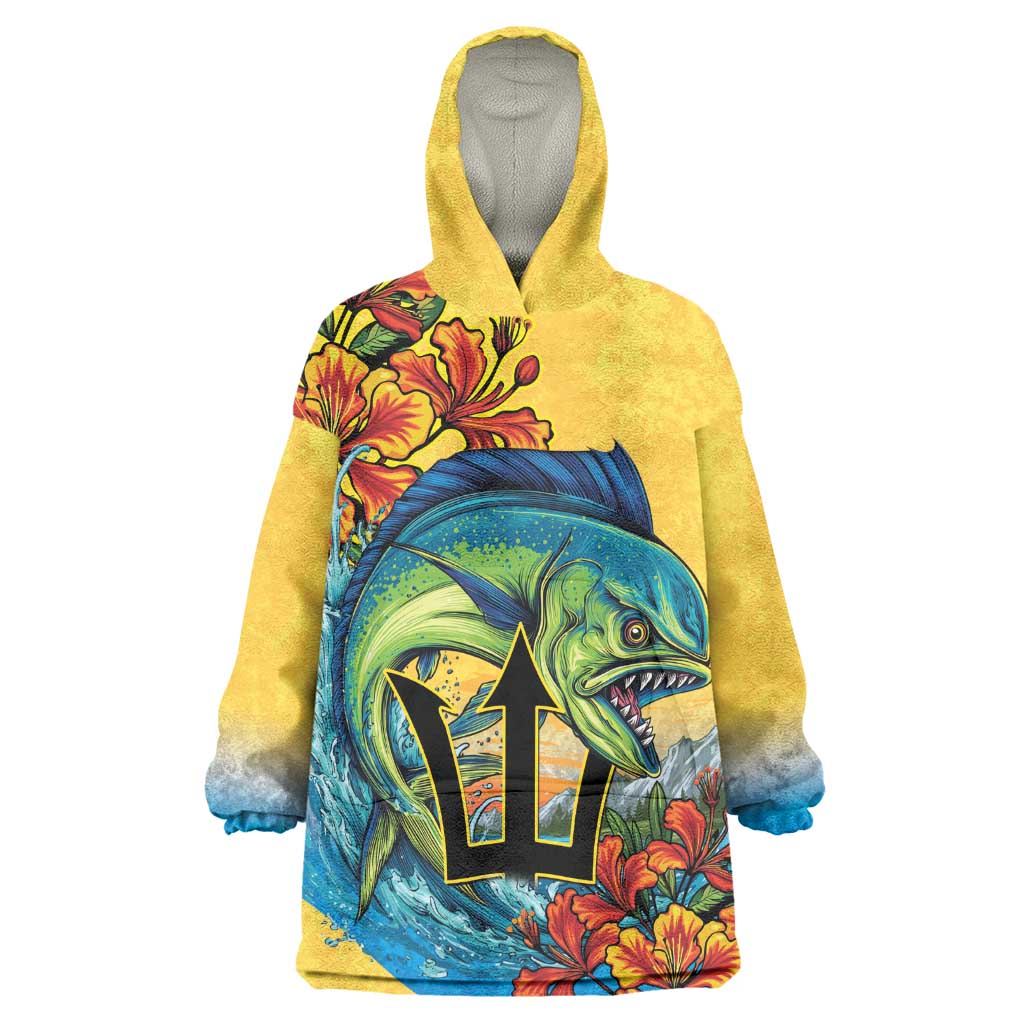 Black Barbadians Mahi-mahi Trident Wearable Blanket Hoodie - African Pride