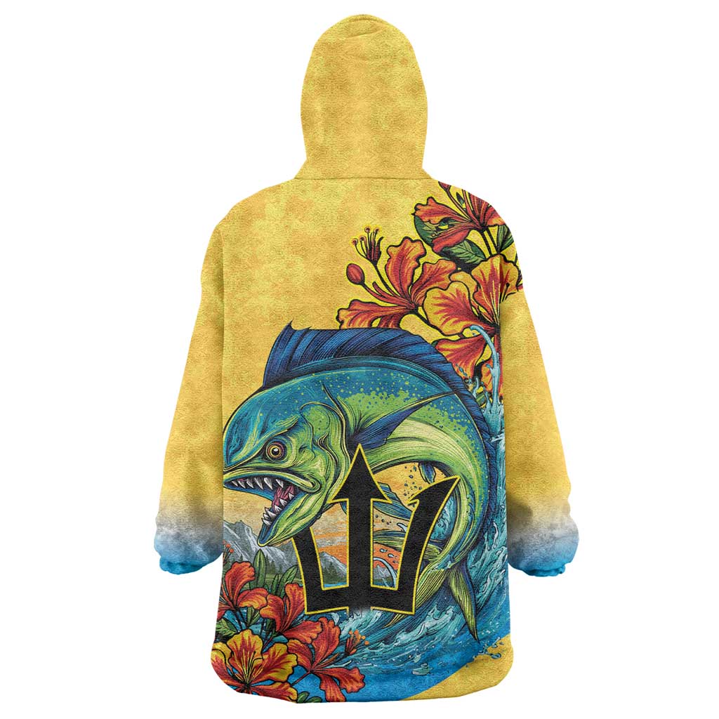 Black Barbadians Mahi-mahi Trident Wearable Blanket Hoodie - African Pride