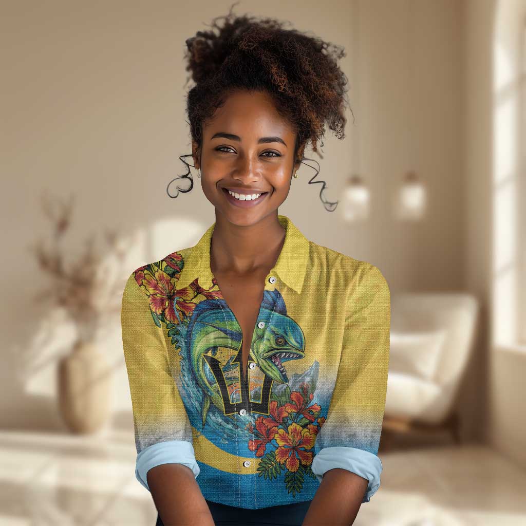 Black Barbadians Mahi-mahi Trident Women Casual Shirt - African Pride