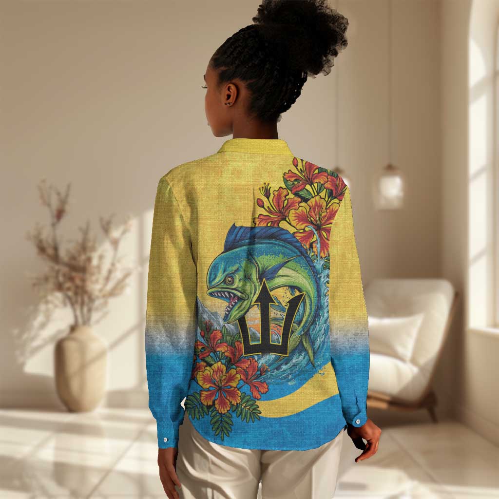 Black Barbadians Mahi-mahi Trident Women Casual Shirt - African Pride