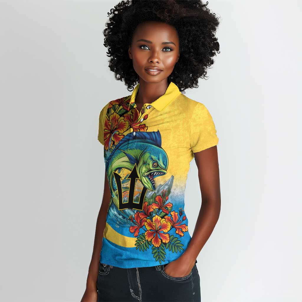 Black Barbadians Mahi-mahi Trident Women Polo Shirt - African Pride