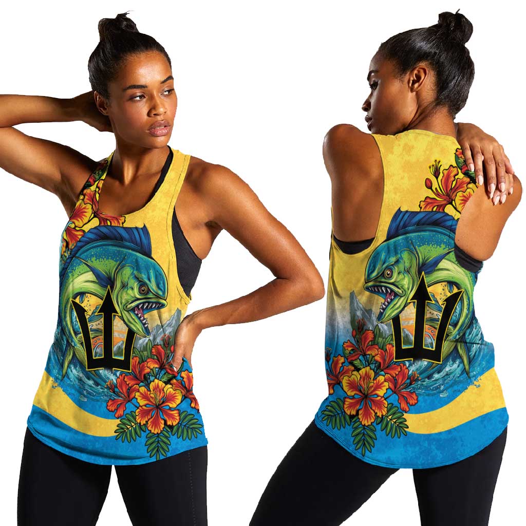 Black Barbadians Mahi-mahi Trident Women Racerback Tank - African Pride