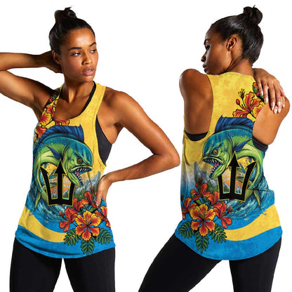 Black Barbadians Mahi-mahi Trident Women Racerback Tank - African Pride