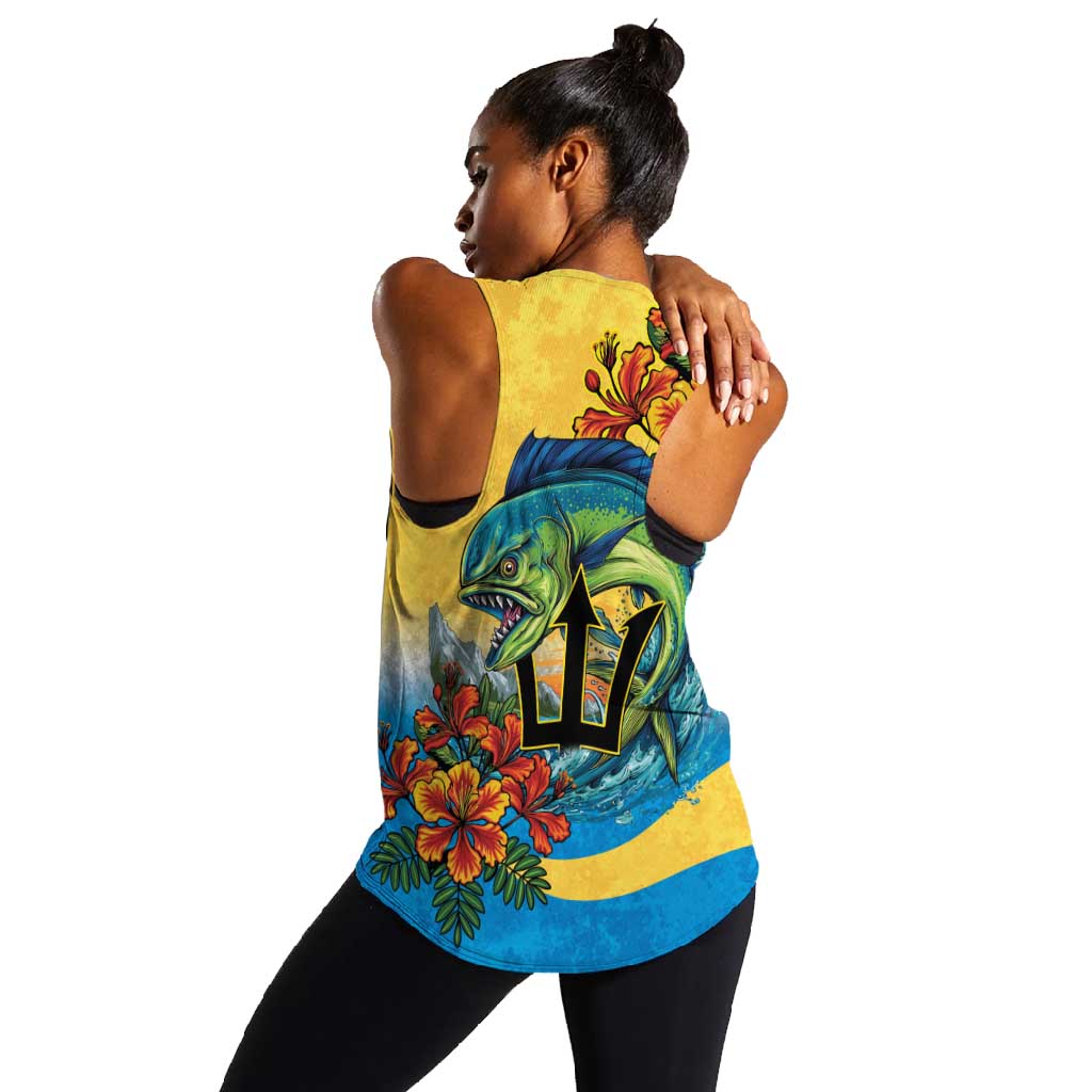 Black Barbadians Mahi-mahi Trident Women Racerback Tank - African Pride