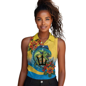 Black Barbadians Mahi-mahi Trident Women Sleeveless Polo Shirt - African Pride