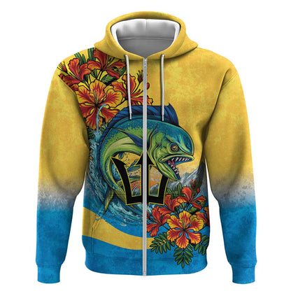 Black Barbadians Mahi-mahi Trident Zip Hoodie - African Pride