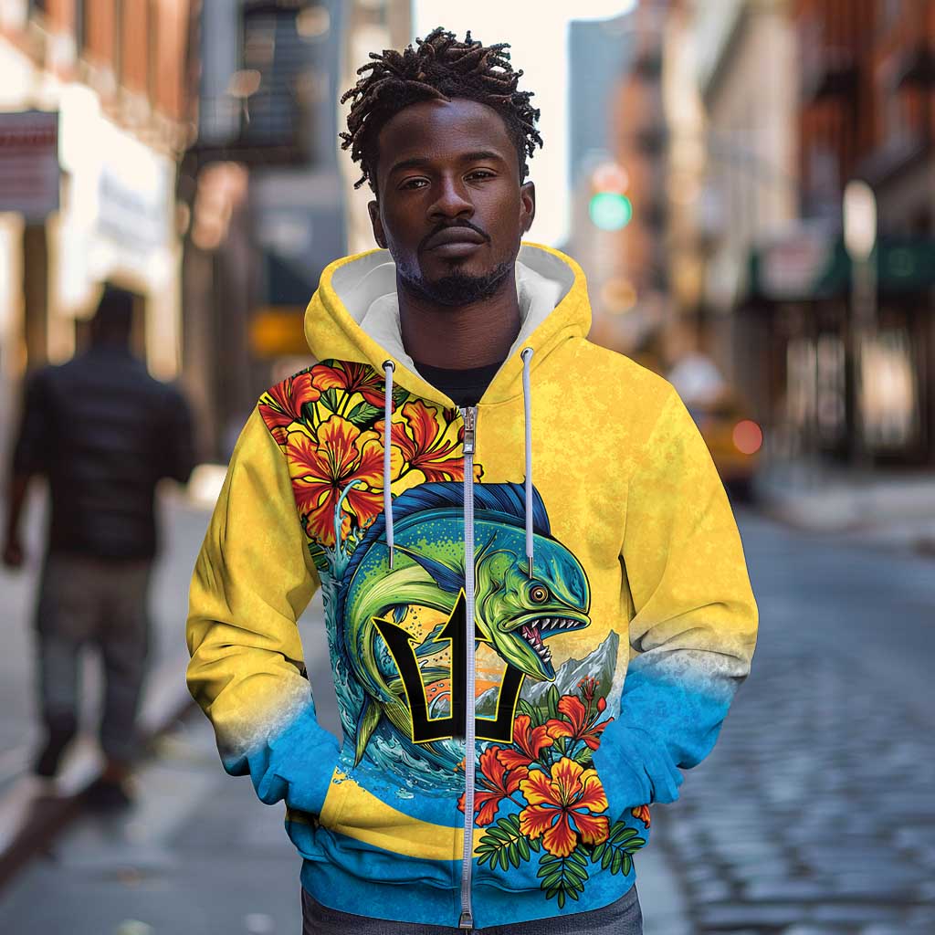 Black Barbadians Mahi-mahi Trident Zip Hoodie - African Pride