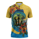 Black Barbadians Mahi-mahi Trident Zipper Polo Shirt