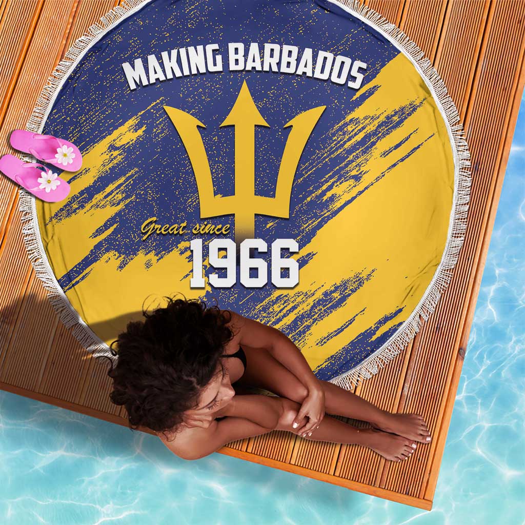 Black Barbadians Pride Est 1966 Beach Blanket - African Pride