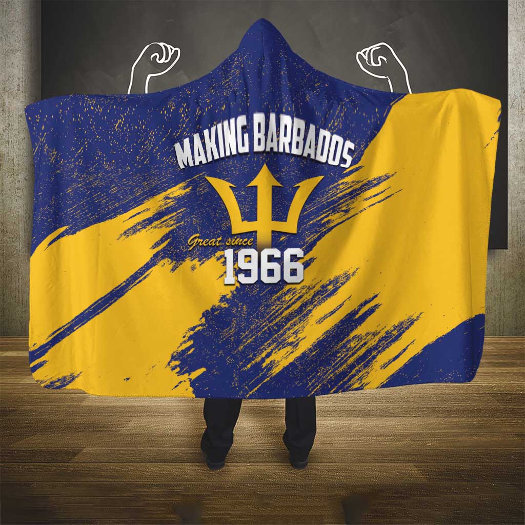 Black Barbadians Pride Est 1966 Hooded Blanket - African Pride