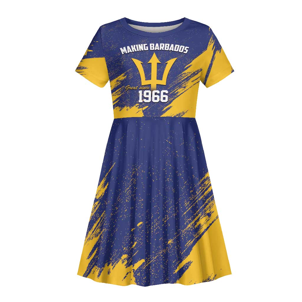 Black Barbadians Pride Est 1966 Kid Short Sleeve Dress - African Pride