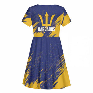 Black Barbadians Pride Est 1966 Kid Short Sleeve Dress - African Pride