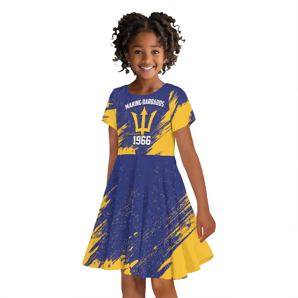 Black Barbadians Pride Est 1966 Kid Short Sleeve Dress - African Pride