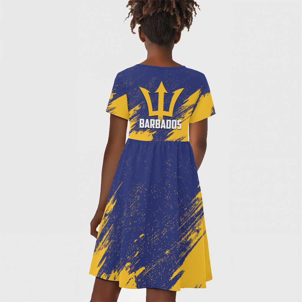 Black Barbadians Pride Est 1966 Kid Short Sleeve Dress - African Pride