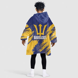 Black Barbadians Pride Est 1966 Kid Wearable Blanket Hoodie - African Pride