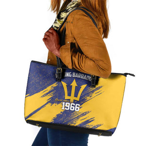 Black Barbadians Pride Est 1966 Leather Tote Bag - African Pride