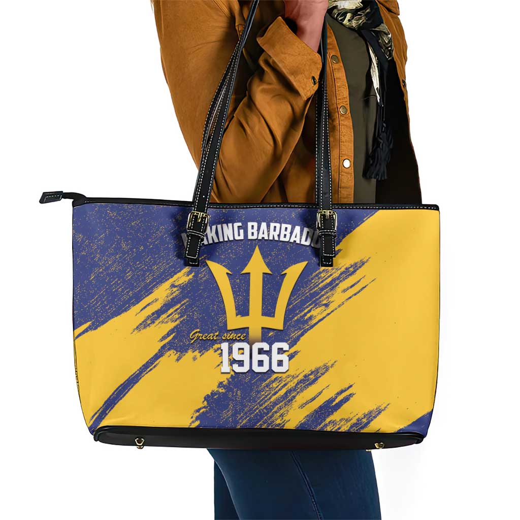 Black Barbadians Pride Est 1966 Leather Tote Bag - African Pride