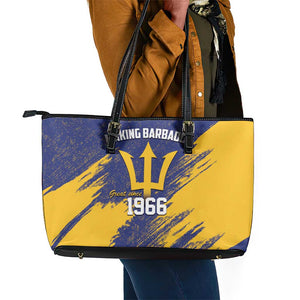 Black Barbadians Pride Est 1966 Leather Tote Bag - African Pride