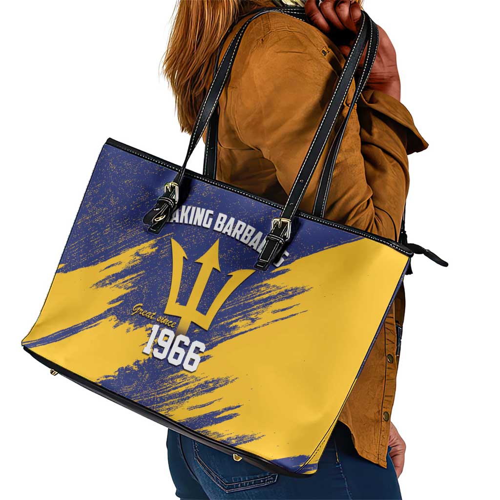 Black Barbadians Pride Est 1966 Leather Tote Bag - African Pride
