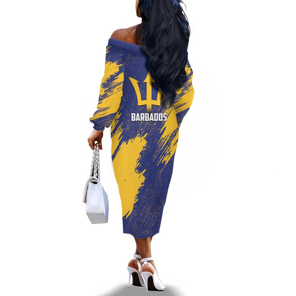 Black Barbadians Pride Est 1966 Off The Shoulder Long Sleeve Dress - African Pride