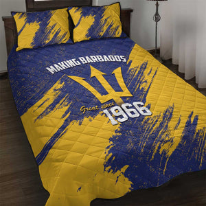 Black Barbadians Pride Est 1966 Quilt Bed Set - African Pride