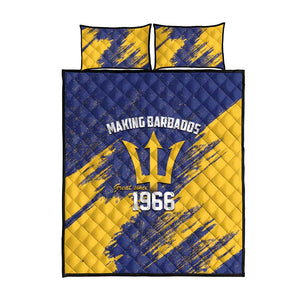 Black Barbadians Pride Est 1966 Quilt Bed Set - African Pride