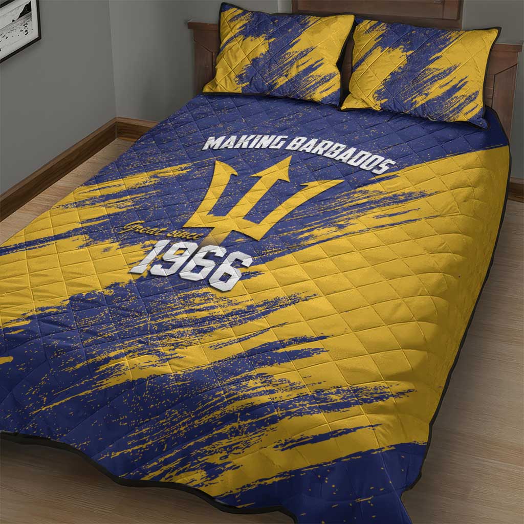 Black Barbadians Pride Est 1966 Quilt Bed Set - African Pride