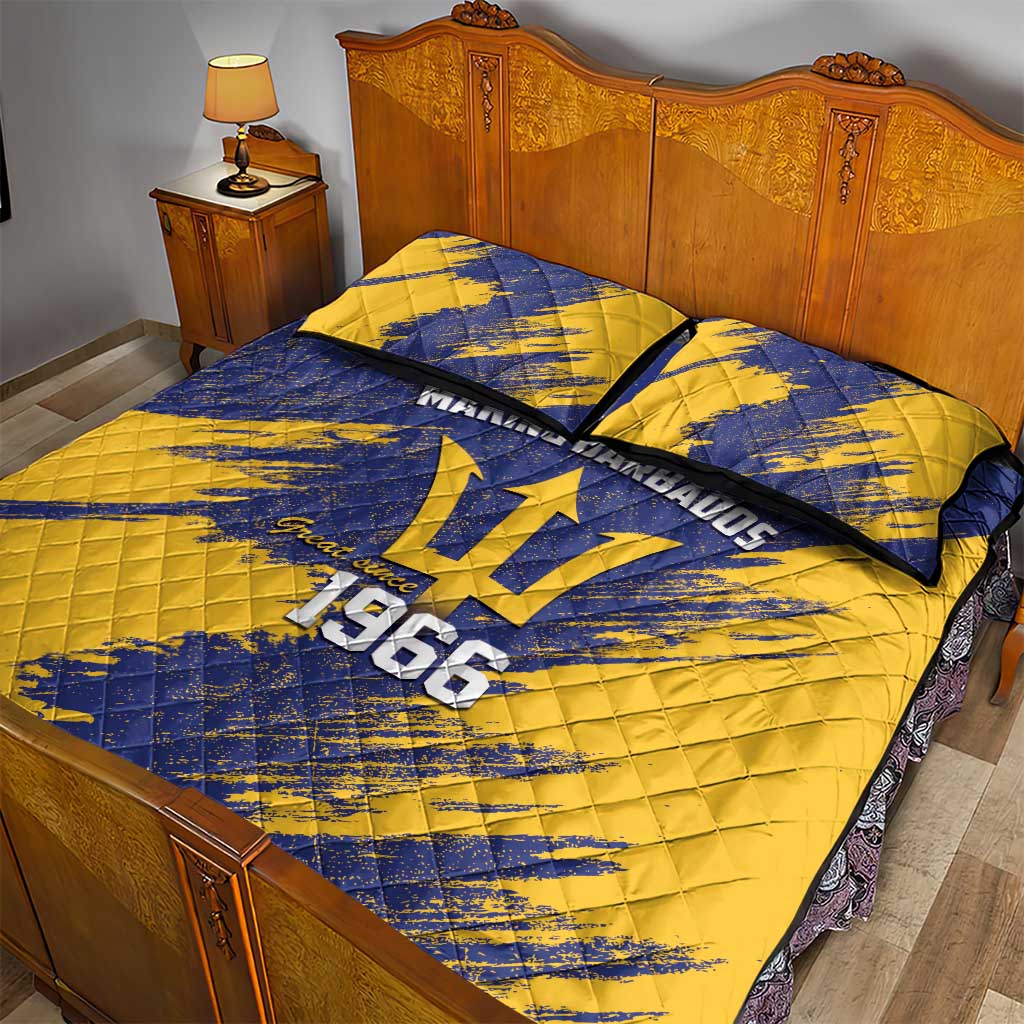 Black Barbadians Pride Est 1966 Quilt Bed Set - African Pride