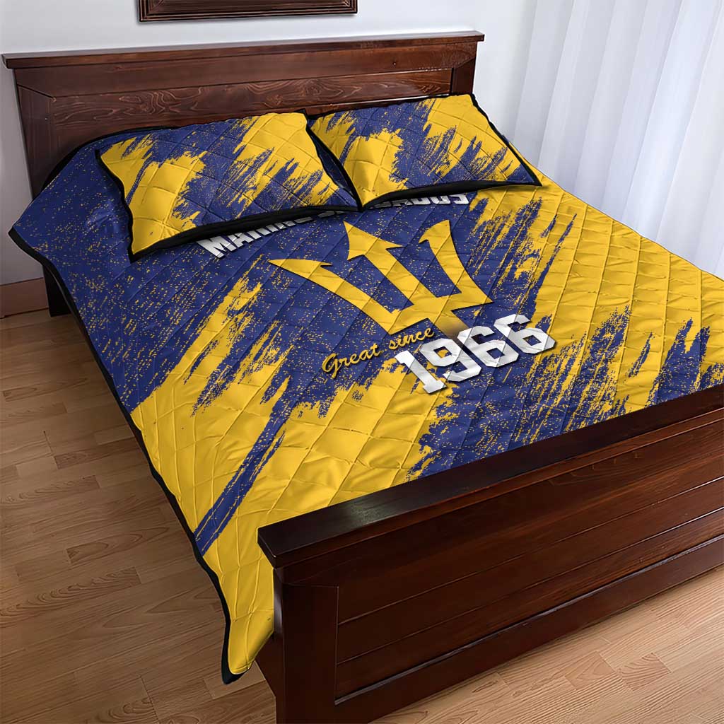 Black Barbadians Pride Est 1966 Quilt Bed Set - African Pride