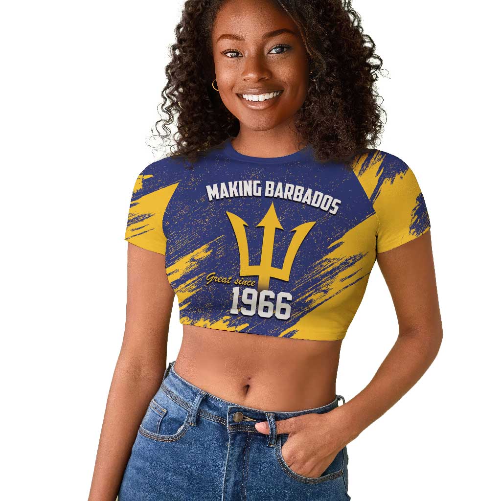 Black Barbadians Pride Est 1966 Raglan Cropped T shirt - African Pride
