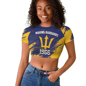 Black Barbadians Pride Est 1966 Raglan Cropped T shirt - African Pride