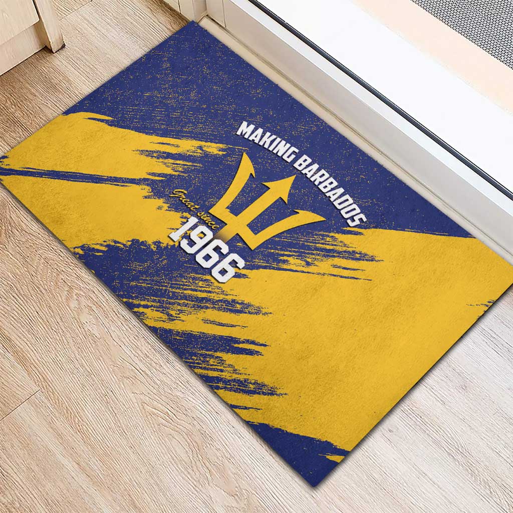 Black Barbadians Pride Est 1966 Rubber Doormat - African Pride