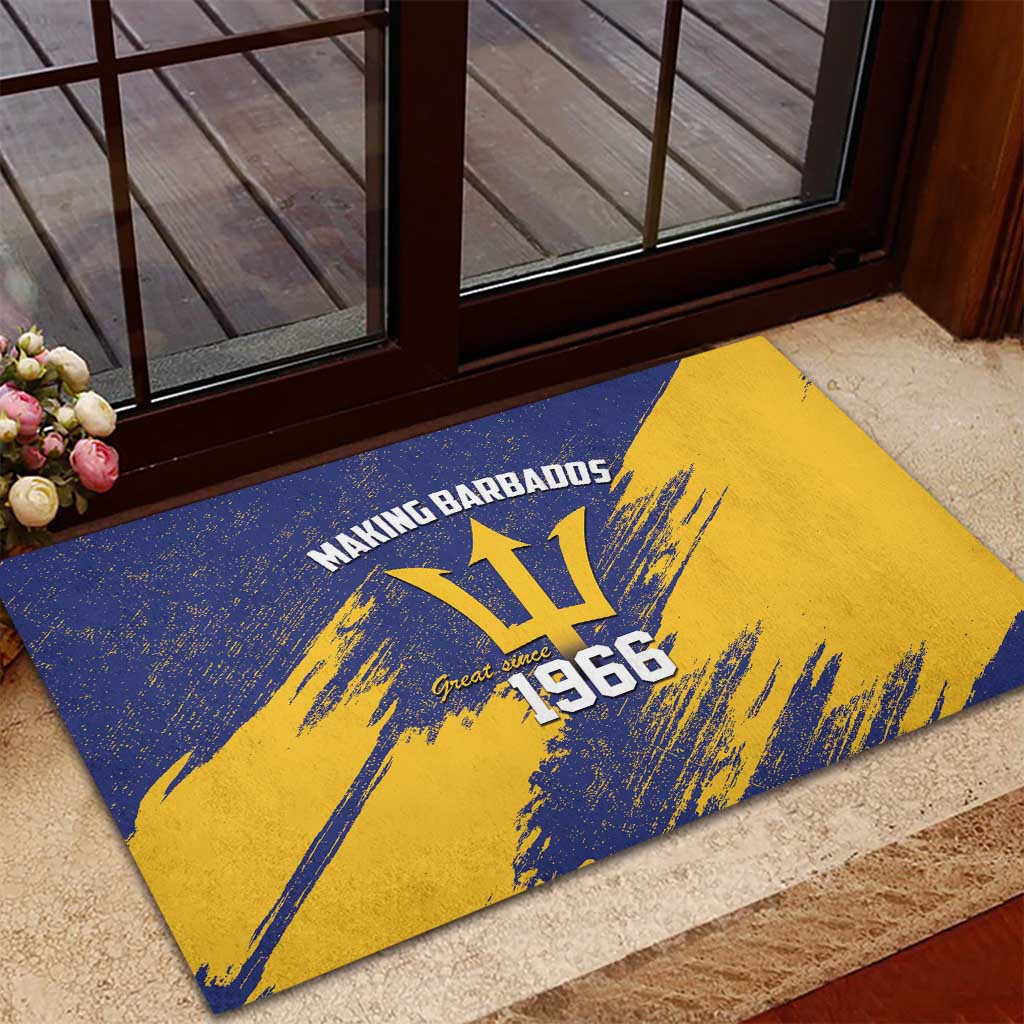 Black Barbadians Pride Est 1966 Rubber Doormat - African Pride