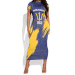 Black Barbadians Pride Est 1966 Short Sleeve Bodycon Dress - African Pride