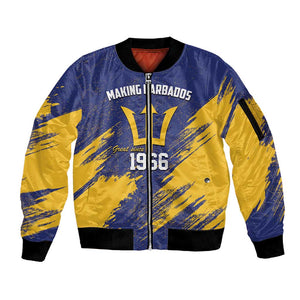 Black Barbadians Pride Est 1966 Sleeve Zip Bomber Jacket - African Pride