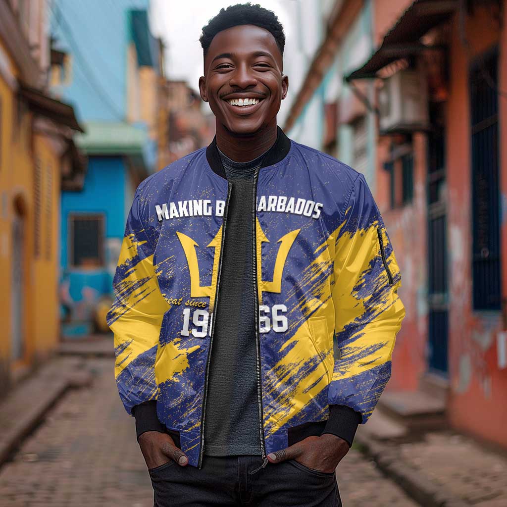 Black Barbadians Pride Est 1966 Sleeve Zip Bomber Jacket - African Pride