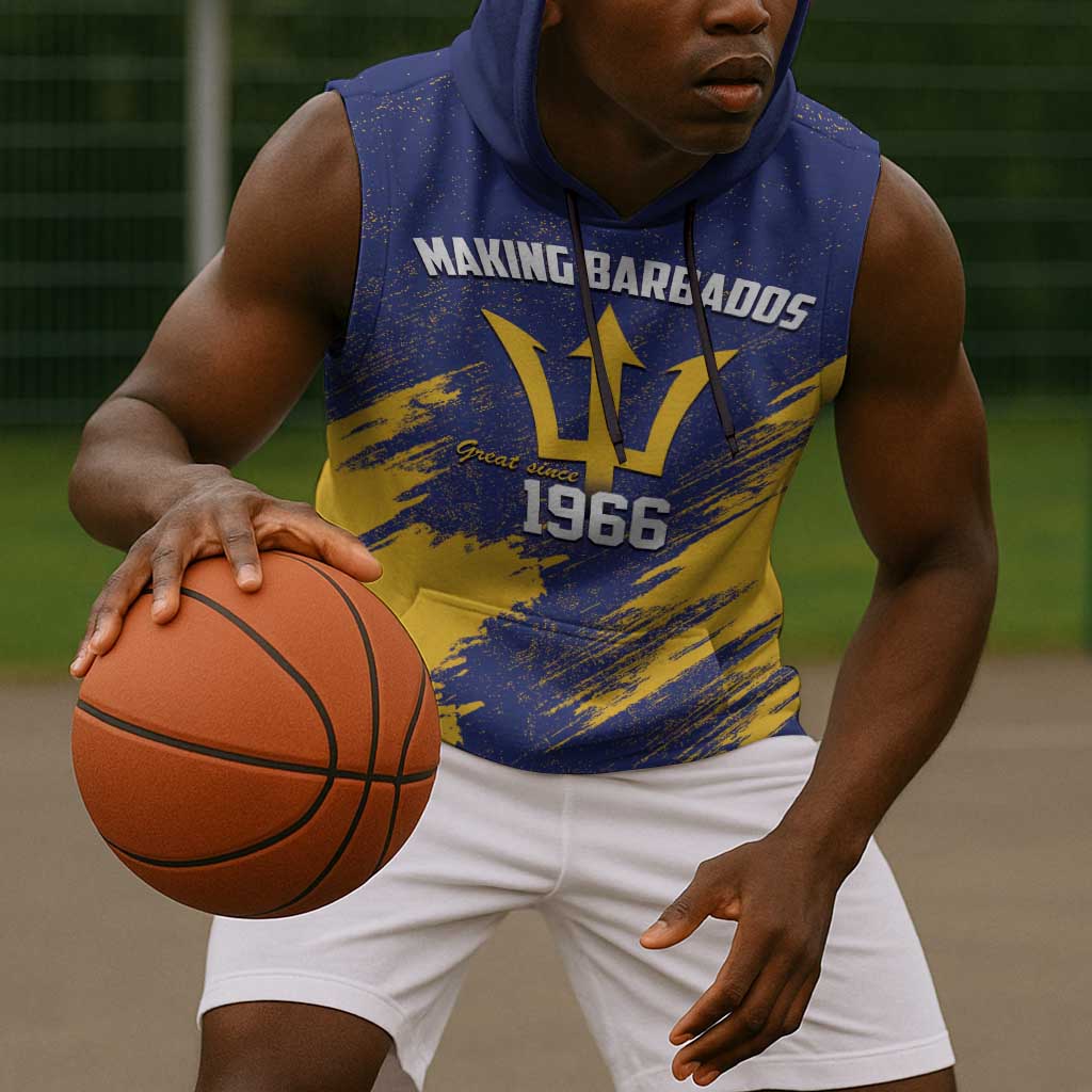 Black Barbadians Pride Est 1966 Sleeveless Hoodie - African Pride