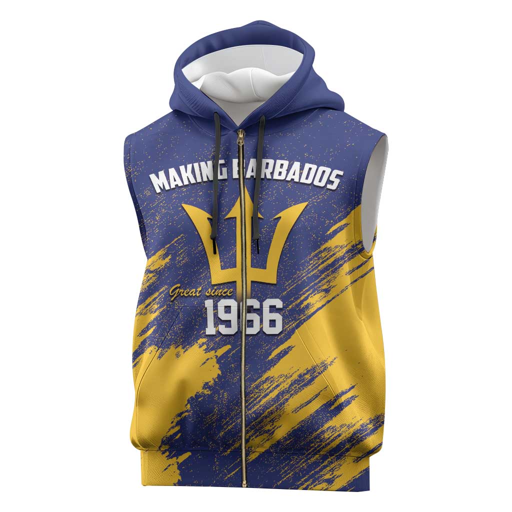 Black Barbadians Pride Est 1966 Sleeveless Zip Hoodie - African Pride