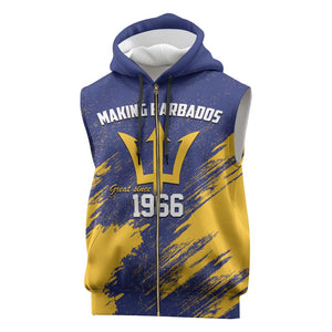 Black Barbadians Pride Est 1966 Sleeveless Zip Hoodie - African Pride