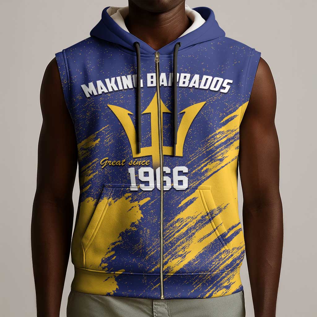 Black Barbadians Pride Est 1966 Sleeveless Zip Hoodie - African Pride