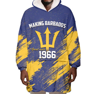 Black Barbadians Pride Est 1966 Wearable Blanket Hoodie - African Pride