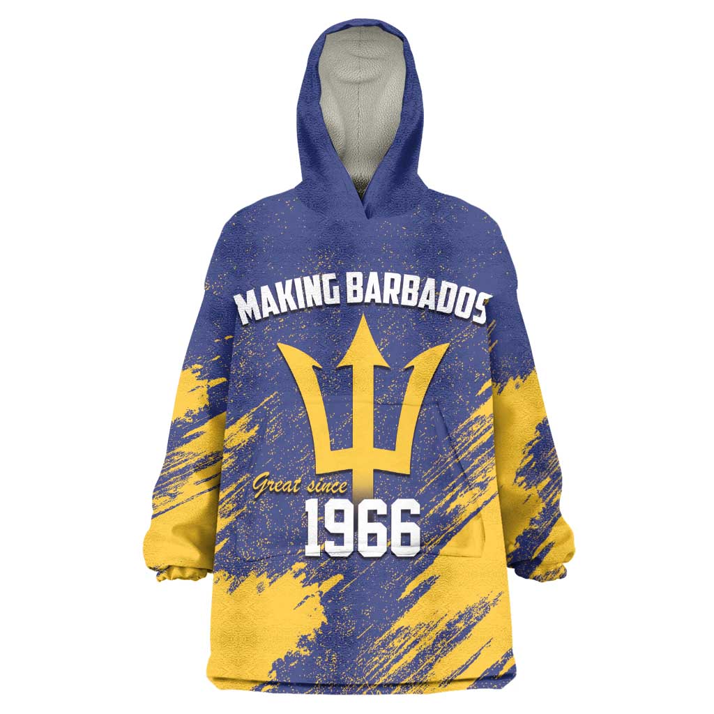 Black Barbadians Pride Est 1966 Wearable Blanket Hoodie - African Pride