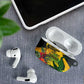 Personalized Black Jamaicans Crocodile AirPods Case Tropical Flowers Grunge Flag