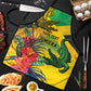 Personalized Black Jamaicans Crocodile Apron Tropical Flowers Grunge Flag
