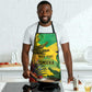 Personalized Black Jamaicans Crocodile Apron Tropical Flowers Grunge Flag